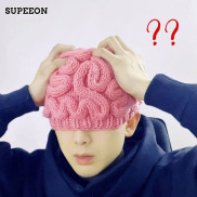 SUPEEON Pink brain hat Woolen brain flower hat Hand