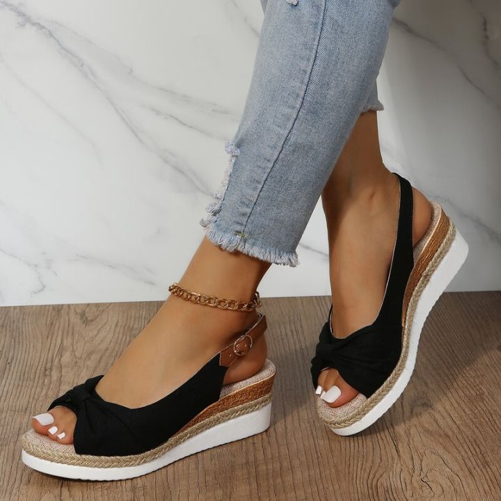 2022 Fashion Buckle Peep Toe Women Sandals Wedges Comfort Lightweight High  Heels Wear-resistant Women Office Wedding Sandals 