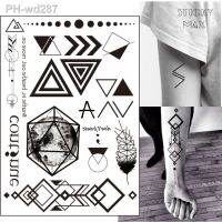 W07 1 Piece Geometric Tattoo with Triangle Square Planet SemicolonLock Design Body Paint Waterproof Tattoos