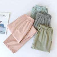 Summer Cotton Pants Spring Leisure Sleep Bottoms Women and Men Lounge Wear Elastic Waist Solid O Sleepwear Home Wear