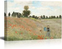 ภาพวาดศิลปะบนผืนผ้าใบสำหรับติดกำแพงมีชื่อเสียงของ Poppy Fieldby Claude Monet ลายพิมพ์ Giclee ศิลปะบ้านสมัยใหม่หุ้มพร้อมแสดงพร้อมที่จะแขวน16X24นิ้ว