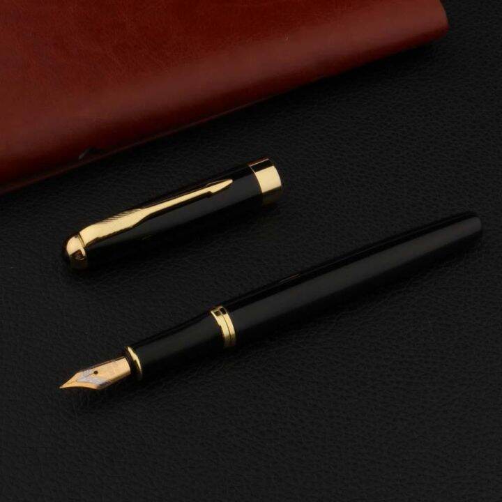 business-fountain-pen-gifts-metal-black-golden-student-fountain-pen-stationery-office-school-supplies-pens-writing-tools