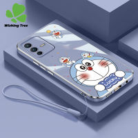 WishingTree เคสโทรศัพท์การ์ตูนโดราเอมอนน่ารักสำหรับ VIVO V27 V25 V25 Pro V20 V20SE V15 V15 Pro V17 V19 V19 V21E V21นีโอ Y73 V11 V11i โปรแฟชั่นเคส TPU แบบนิ่มเคสคลุมทั้งหมดกล้อง VIVO V21พร้อมเชือกห้อย