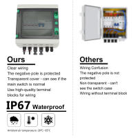 Solar PV Combiner Box 2 In 1 Out Lightning Protection DC1000V 15A Circuit Breaker PV Combiner Box for Outdoor