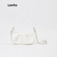 ♥Lovito ลำลอง ธรรมดา หนังปูนิ่ม โซ่คู่ กระเป๋า บาแกตต์ จีบ L244BA05 (ฟ้าอ่อน ขาว)