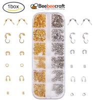 Beebeecraft 1 Box 640pcs Bead Tips Knot Covers &amp; Crimp Beads End Tips &amp; Fold Over Bead Terminators Crimp Caps &amp; Wire Guardian Cable Protector &amp; Tube Crimp Beads Jewelry Making Supplies, Silver &amp; Golden