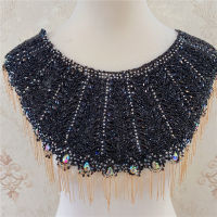 Fashion one side iron on wedding crystal rhinestone collar necklace appliques for clothes decoration