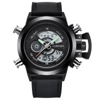 ⌚◙ Mens Watches Fashion Leather Dual Time Digital Wrist Watch