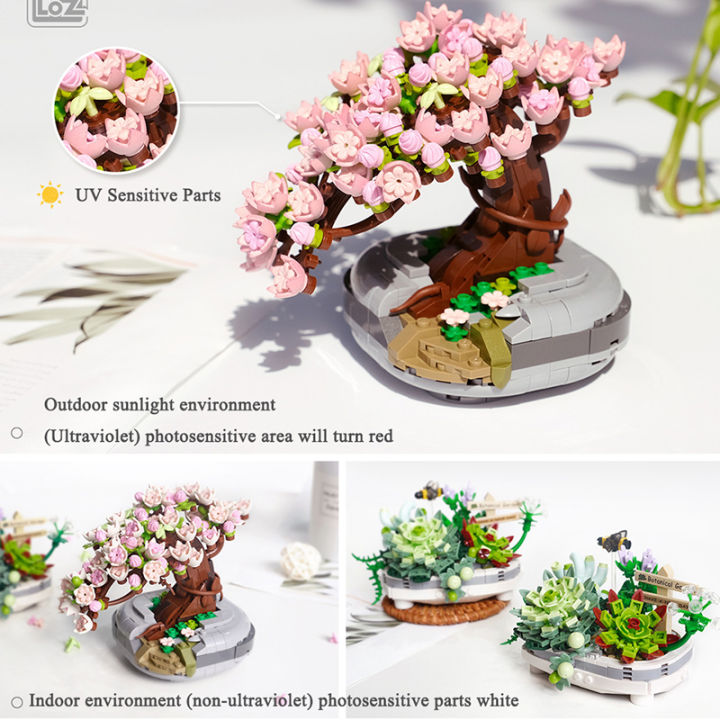 ใหม่-mini-bouquet-building-blocks-ดอกไม้-succulent-cherry-blossom-bonsai-3d-ตกแต่งบ้านเด็กประกอบของเล่นสาว-gift