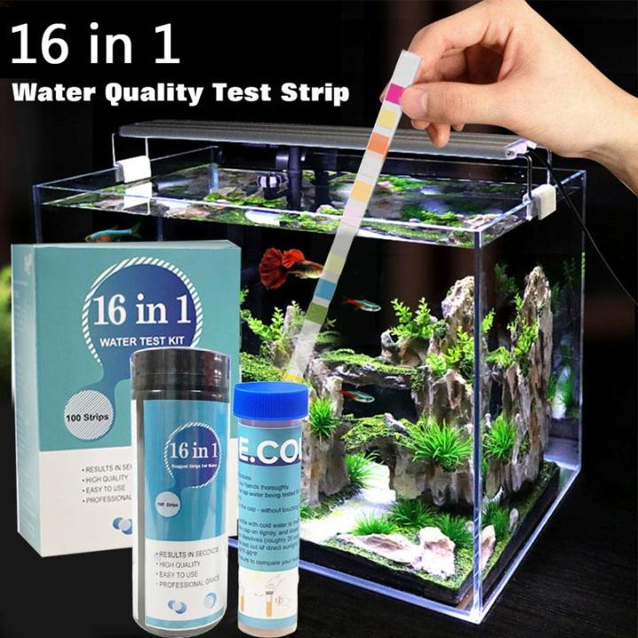 water-quality-tester-16-in-1-aquarium-water-testing-strips-100pcs-testing-kits-contain-ph-hardness-iron-e-coli-etc-16-items-inspection-tools