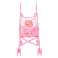 Pink Baby Infant Doll Stroller Carriage Foldable With 10 inch Doll Trolley Nursery Toy Girl Gifts Pretend Game