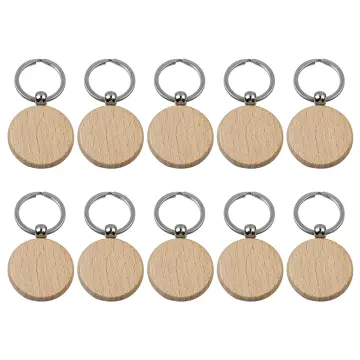 50 Pieces Blank Wooden Key Tag Key Engraving Blanks Unfinished Wood  Keychain Key Ring Key Tags For