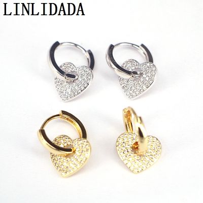 5Pair Crystal Zirconia Hoop Earring Clear CZ Micro Pave Heart Earring For Women Girls