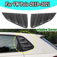 สีดำมันวาวสำหรับ VW Volkswagen Polo 2019 2020 2021ช่องระบายด้านข้างโพรงหน้าต่างบานเกล็ดชัตเตอร์ด้านหลังแต่งรถตกแต่ง