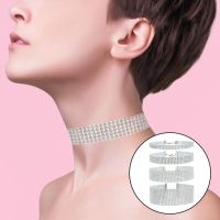 4Pcs Choker Collar Necklace Full Crystal Rhinestones Chunky Chain for Party Lovers