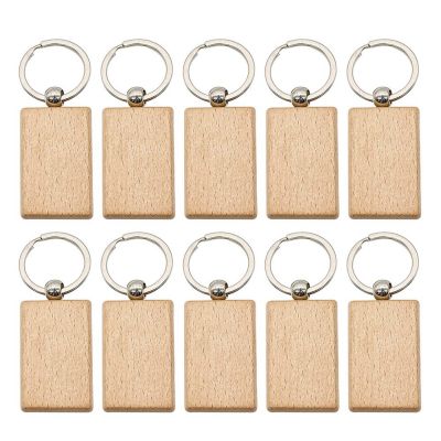 10Pcs Blank Wooden Key Chain Wood Keychain Key Ring Key Tags Personalized EDC or Best Gift Craft