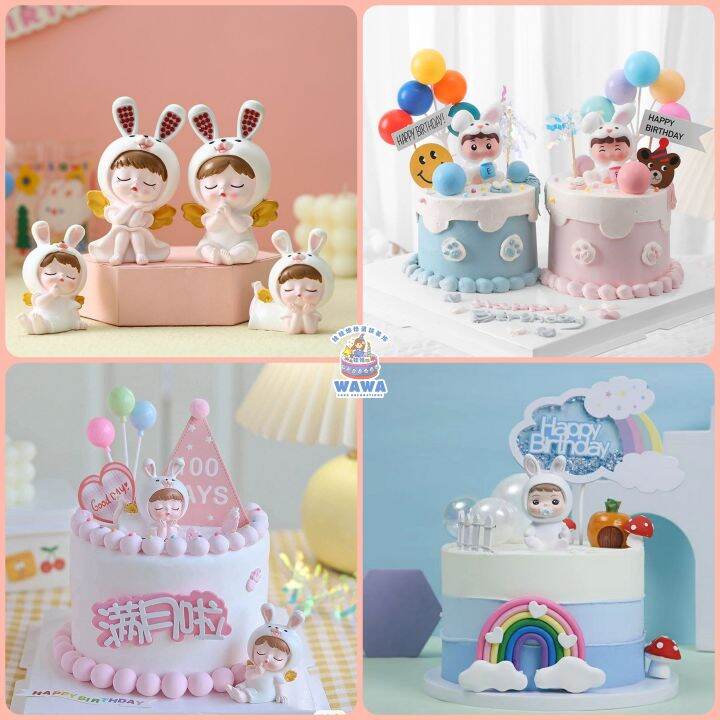 【WAWA】Baby rabbit bunny cake decoration topper 兔宝宝 兔子 蛋糕装饰摆件 | Lazada