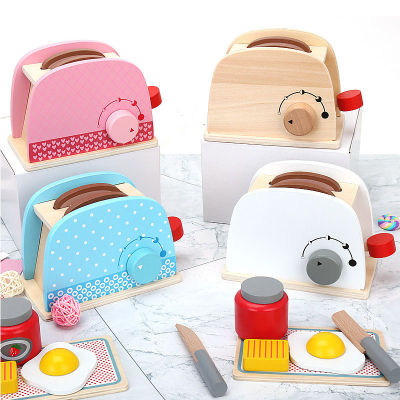 Wooden Pretend Play Sets Simulation Toasters Bread Maker Coffee Machine Kit Game Wood Mixer Kitchen Role Early Education Toy