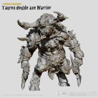 75mm Resin Figure Kits Minotaur double-axe warrior resin model Self-assembled TD-2179