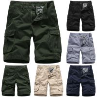 Mens Army Cargo Shorts Warna Solid Musim Panas Poket Kasual Pakaian Sukan Lurus