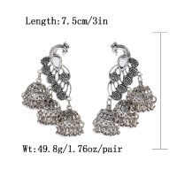 Retro Silver Pea Leaves Bell Tassel Indian Jhumka Jhumki Earring For Women