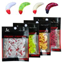 【hot】▨  50Pcs/Bag Fishing Lures Plastic Soft Bait Artificial Maggot Grub Hooks Smell Worms Shrimps