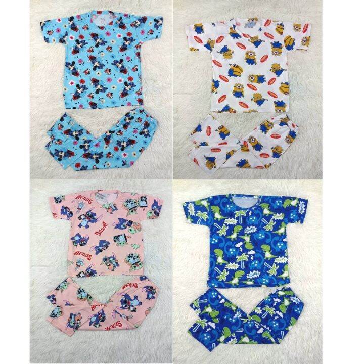 Amare Apparel Kids Terno Tshirt Pajama Set for Girls and Boys sold per ...