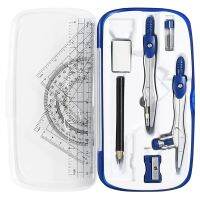 10 Piece Math Geometry Kit Sets Student Supplies for Drafting and Drawings with Shatterproof Storage Box