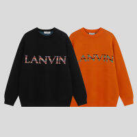 การค้าต่างประเทศ .Lanvin Langfan เสื้อสเวตเตอร์ทรงหลวมแบบใหม่สำหรับฤดูใบไม้ร่วงและฤดูหนาวที่นิยมในโลกออนไลน์รุ่นคู่รักชายหญิงแมทช์ลุคง่าย T เสื้ออินเทรนด์