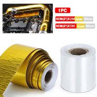 A Gold 2 Thermal exhaust Tape Air Intake Heat Insulation Shield Wrap Reflective Heat Barrier Self Adhesive Engine 2 Inch 2/5M Adhesives  Tape