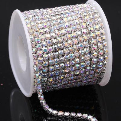 hotx【DT】 10Yards/lot ss6-ss18 rhinestone chain Cup glue on sew rhinestones trims for garment accessories
