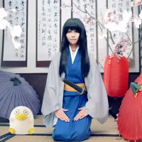 Gintama Silver Soul Katsura Kotarou COS Kimono Cosplay Costume Full Set Hallowe Suit Wigs Halloween Cosplay Party Outfit Uniform