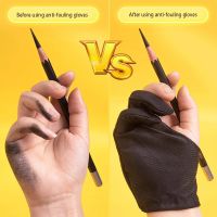 Painting Anti-fouling Gloves Black Two-finger Anti-abrasion Professional Artist Sketch Color Powder Flat Drawing