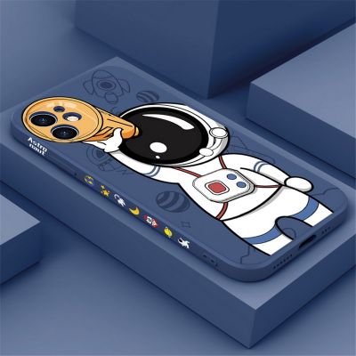（cold noodles）   น่ารักการ์ตูนนักบินอวกาศดาวเคราะห์กรณีโทรศัพท์สำหรับ iPhone 14Promax 14 Pro 13 11 XS XR 8 7บวก SELiquid ซิลิโคนป้องกันปกหลัง