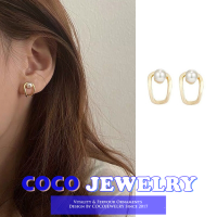 COCOJEWELRY S925ต่างหูเงินรูปตัวยูสไตล์เกาหลีต่างหูไข่มุกสำหรับสุภาพสตรีเครื่องประดับแฟชั่น