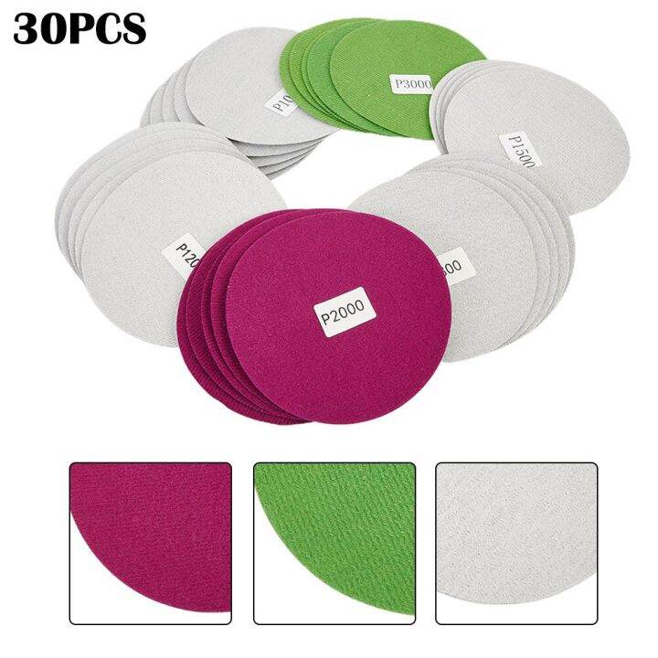 30pcs-125mm-800-1000-1200-1500-2000-3000-grit-water-dry-sanding-discs-sandpaper-high-quality-waterproof-sandpaper-disc-paper-cleaning-tools