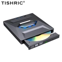 TISHRIC เครื่องเล่นออปติคอลแบบพกพา USB เอ็กซ์เทอนอลดีวีดีไดร์ฟ3.0 Type C เครื่องเล่น CD DVD RW ไดรฟ์นักเขียนสำหรับแล็ปท็อปและโน้ตบุ๊คเครื่องเขียน