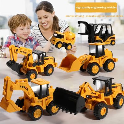 Back Car Toys Retro Classic Vehicle Engineering Models Cars Excavator Crane Bulldozer Roller Kids Car Toys For Boys