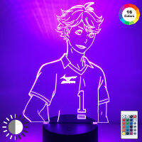 Anime Haikyuu Hinata Shoyo Sugawara Koushi Kageyama Tobio Figure 3d Night Light Lamp with Motion Sensor 3d Illusion Light Gift