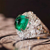 แหวนวินเทจคลาสสิกยายสีเขียวแหวนเพทายของขวัญฉลองครบรอบแต่งงาน