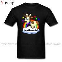 Interesting Death Black Tshirts Metal Unicorn Cartoon Print Mans Custom Tshirt Lovely Gift Tees For Party Gildan