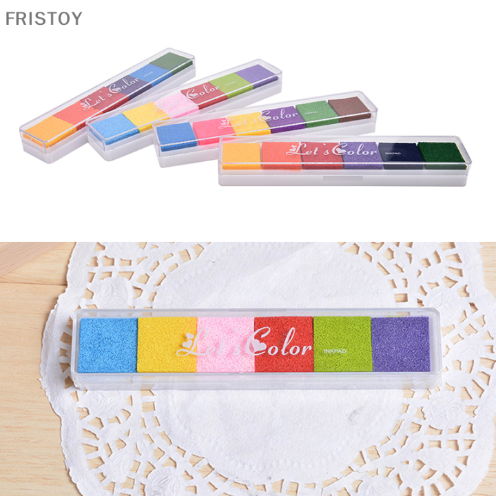 fristoy-แผ่นหมึกพิมพ์6สีปลอดสารพิษแผ่นหมึกพิมพ์ยางพิมพ์ลายนิ้วมือแสตมป์งานฝีมือแบบทำมือ