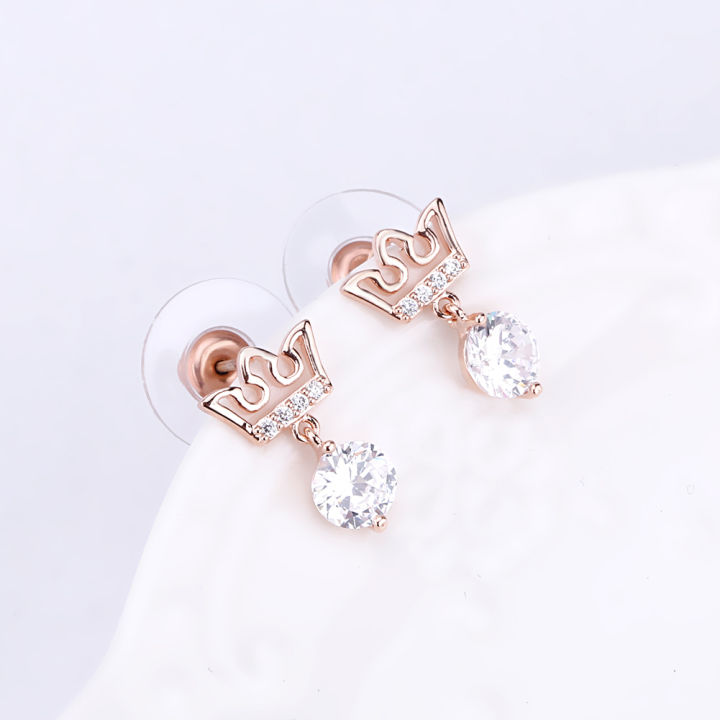 yingruiarno-women-zircon-earrings-plated-18k-rose-gold