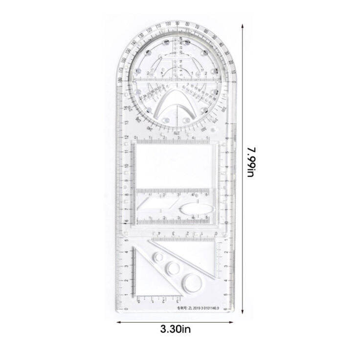 ไม้บรรทัดรูปทรงเรขาคณิตอเนกประสงค์-เครื่องมือวัดแบบร่างเรขาคณิตสำหรับโรงเรียนสำนักงานและสถาปัตยกรรม