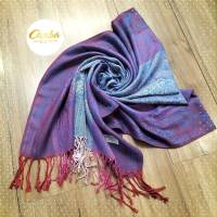 ผ้าพันคอ Pashmina ผ้าแคชเมียร์ ลายอินเดียไล่สี ชายผ้าไล่สี ??สินค้าไม่ได้แพคใส่กล่อง แพคเกจถุงแก้วใสธรรมดา??