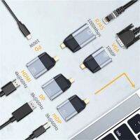 GUSU ตัวแปลง4K แบบพกพาได้ อะแดปเตอร์ RJ45 USB ชนิด C การ์ดเชื่อมต่อ dp/vga สาย Pd 100W ตัวแปลง USB-C หน้าจอคอมพิวเตอร์แสดงผล อะแดปเตอร์ขนาดเล็ก ขั้วต่อ Type-C