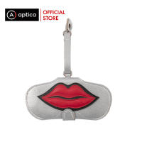 APTICA  Lips Silver กระเป๋าใส่แว่น ลายกราฟฟิค สีเงิน หนังแท้