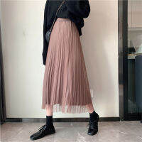 Patckwork Vintage Casual Pleated A-line Fashion Elastic Waist College Wind 2020 New Arrival Women Skirts