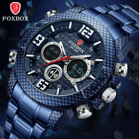 Men Watch FOXBOX Dual display Sport Wristwatch Waterproof Quartz Watches Mens Fashion Date Alarm Watch for Men Relogio Masculino