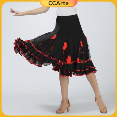 CCArte กระโปรงบานใหญ่เต้นรำบอลรูมวอลซ์ Flamenco ชุดที่ทันสมัย